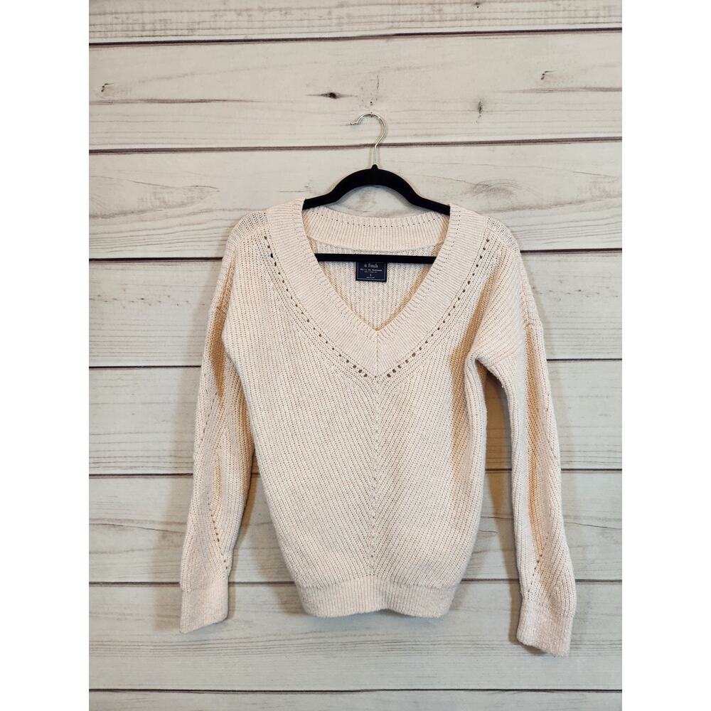 Abercrombie & Fitch Women's Light Pink V-Neck Long Sleeve Pullover Sweater Small